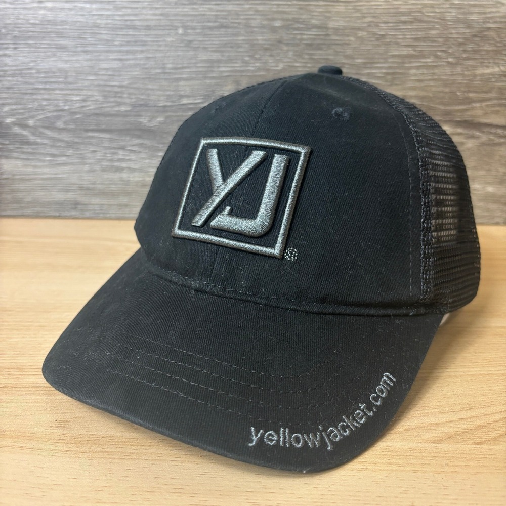 Yellow Jacket Hat Cap Snap Back Black Mesh Back Adjustable